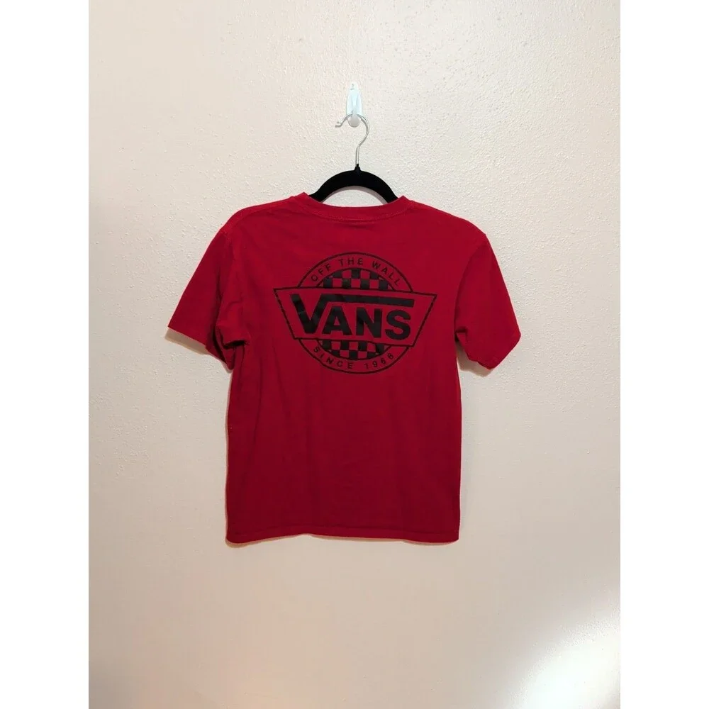 Y2K Inspired Vans Shirt Small Red Graphic Streetwear Skating Short Sleeve - Picture 4 of 10